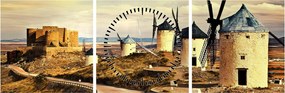 Obraz - Veterné mlyny (s hodinami) (90x30 cm)