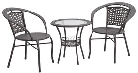 Set ratanového nábytku - LISABON - stolík + 2 kreslá - hnedá