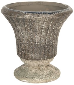 Hnedý keramický kvetináč s patinou v antickom štýle Tasse - Ø 13 * 13 cm