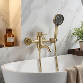 Rea Lungo, vaňová batéria s ručnou sprchovou súpravou, zlatá matná, REA-B8055