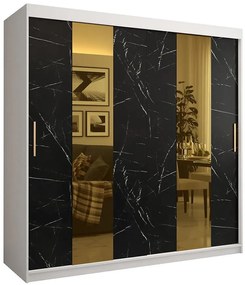 Skriňa Platinum Pole 200 biely mramor/čierna