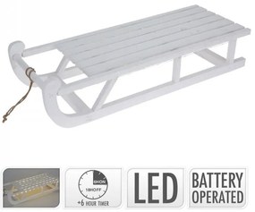Vianočné sánky s LED – biele 73 cm