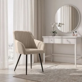 Sada šiestich jedálenských stoličiek FLORENCE zamatové, béžové / čierne nohy (6 ks)