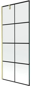 Mexen Next, 1-krídlová vaňová zástena 80 x 150 cm, 6mm číre sklo - čierny vzor, zlatá matná, 895-080-000-00-77-55