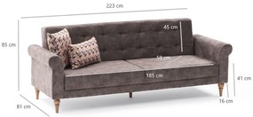 Dizajnová rozkladacia sedačka Bahula 223 cm hnedá