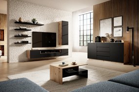 Nástenná TV skrinka Loftia - artisan/Čierny mat