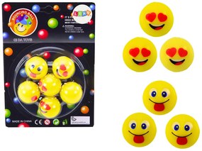 LEAN TOYS Sada gumových loptičiek Emoji žltá - 6 kusov
