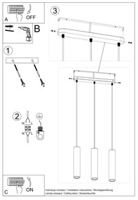 Závesné svietidlo Luvo, 3x betónové tienidlo