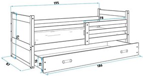 Posteľ RICO 1 - 190x80cm - Biely - Modrý