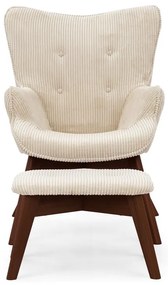 Béžové menčestrové kreslo s podnožkou Niko – Ropez