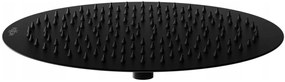 Mexen termostatický sprchový set,  sprchová batéria KAI s horným uchytením sprchy + sprchová sada s hornou hlavicou oval ?25cm X, 3/4", čierna, 77150-70 + 79392-70