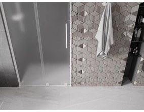 Mexen Velar L, posuvné sprchové dvere do otvoru 90 cm, 8mm sklo námraza, biela matná, 871-090-003-31-20