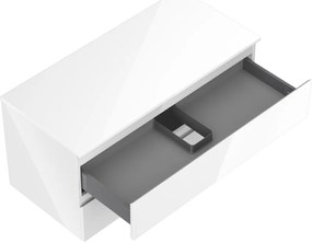 Mexen Orio, kúpeľňová skrinka 100 cm s hornou časťou, 2 zásuvky, biela lesklá, 91A10-10047-2-BFFC00