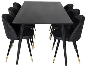 Dipp Velvet III stolová súprava čierna/čierna ekokoža