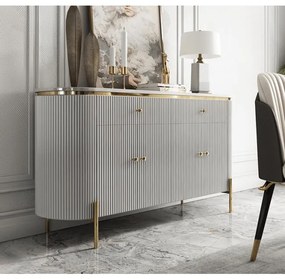 KOMODA GASTON II ZLATÉ NOHY + BIELA + SYNTETICKÝ MRAMOR