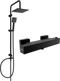 Mexen Cube Tord nástenný sprchový set s dažďovou sprchou a termostatickou batériou, čierny - 77200200-70