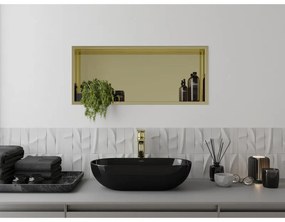 Mexen X-Wall-R, polička na zapustenie na obklad s golierom 75 x 30 cm, zlatá lesklá 1950753010