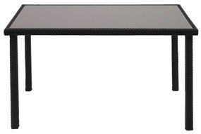 Záhradný stôl HWC-G19, polyratan,120x75cm - čierny