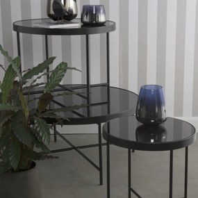 Čierny Veľký  stolík so sklenenou doskou Ø 60 cm × 46 cm LEITMOTIV