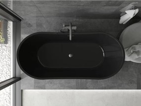 Mexen Montana, voľne stojaca vaňa 170 x 80 cm, čierna,  grafitový prepad, 52011708070-66