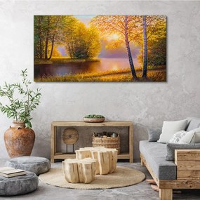 Obraz na plátne Kvety rieka príroda