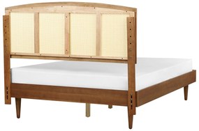 Drevená posteľ s LED 140 x 200 cm svetlé drevo VARZY Beliani