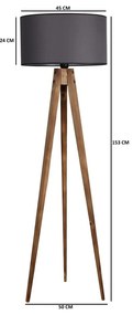 Čierno-hnedá stojacia lampa s textilným tienidlom (výška 153 cm) Tripod – Opviq lights