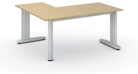 Rohový kancelársky písací stôl PRIMO FLEXIBLE 1600 x 1400 mm, breza