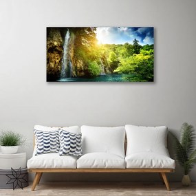 Obraz na plátne Vodopád stromy príroda 140x70 cm