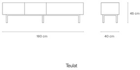 Biely/v prírodnej farbe TV stolík v dekore duba 180x45 cm Arista – Teulat