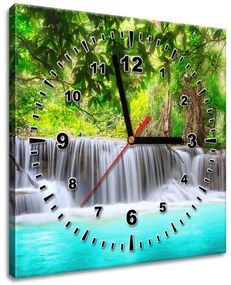 Gario Obraz s hodinami Nádherný vodopád v Thajsku Rozmery: 60 x 40 cm