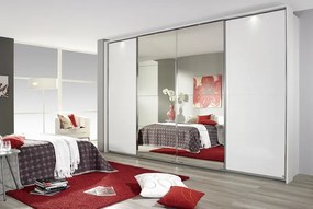 Šatníková skriňa Syncrono, 316 cm, biela/zrkadlo