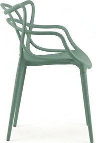 Súprava 4 ks plastových stoličiek KATO, šalviovozelená