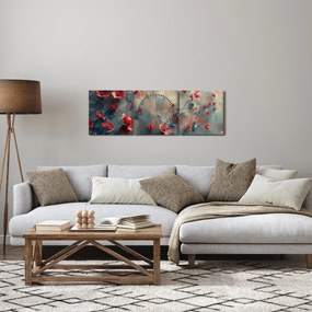 Obraz - Vlčie maky (s hodinami) (90x30 cm)