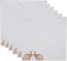 6ks bavlnené obrúsky s motívom králikov a srdiečok Bunnies in Love - 40*40cm