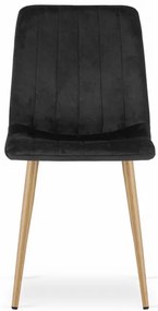 Set štyroch jedálenských stoličiek LAVA zamatové čierne / drevené nohy (4 ks)