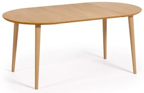 Okrúhly rozkladací jedálenský stôl v dekore duba v prírodnej farbe ø 90 cm Oqui – Kave Home