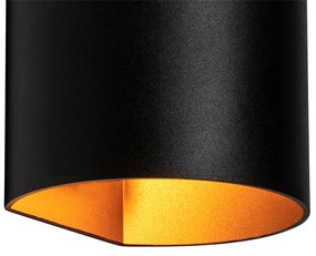 Moderná nástenná lampa čierna s mosadzou - Sabbio