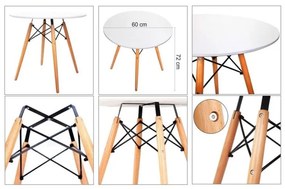 AKCIA Biely jedálenský stôl OSLO 60x60cm II. akosť