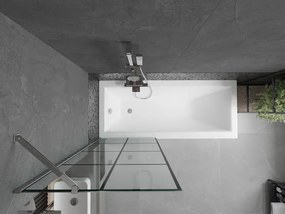 Mexen Next, vaňová zástena 1-krídlová 70 x 150 cm, fixné krídlo, 6 mm číre sklo s čiernym vzorom, chrómový profil, 895-070-000-00-77-01