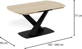 Rozkladací jedálenský stôl Morella 160/240 cm béžový/čierny