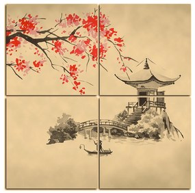 Obraz na plátne - Tradičné ilustrácie Japonsko - štvorec 360FD (100x100 cm)