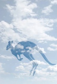 Ilustrácia Double exposure of clouds and kangaroo., Grant Faint, (26.7 x 40 cm)