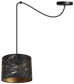 Závesné svietidlo Werona spider, 1x čierne textilné tienidlo so vzorom, g