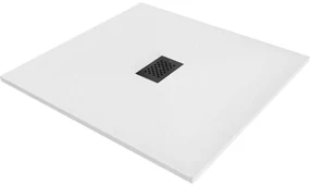Mexen Hugo, štvorcová sprchová vanička SMC 100 x 100 cm, biela, čierna krytka, 42101010-B