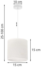 Závesné svietidlo Juta, 1x biele jutové tienidlo, (fi 15cm), w