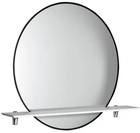Sapho Sapho, SHARON LED podsvietené zrkadlo Ø 80cm s policou, čierna mat, 31255CI-01