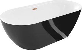 Mexen Roxy, voľne stojaca vaňa 170 x 80 cm, biela-čierna, medený prepad, 51201708075-65
