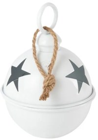 Biela antik závesná kovová ozdoba rolnička Baub S - Ø 16*26 cm