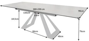 Rozkladací jedálenský stôl 40648 180/230 x 90cm Anthracite Ceramik  - Komfort-nábytok